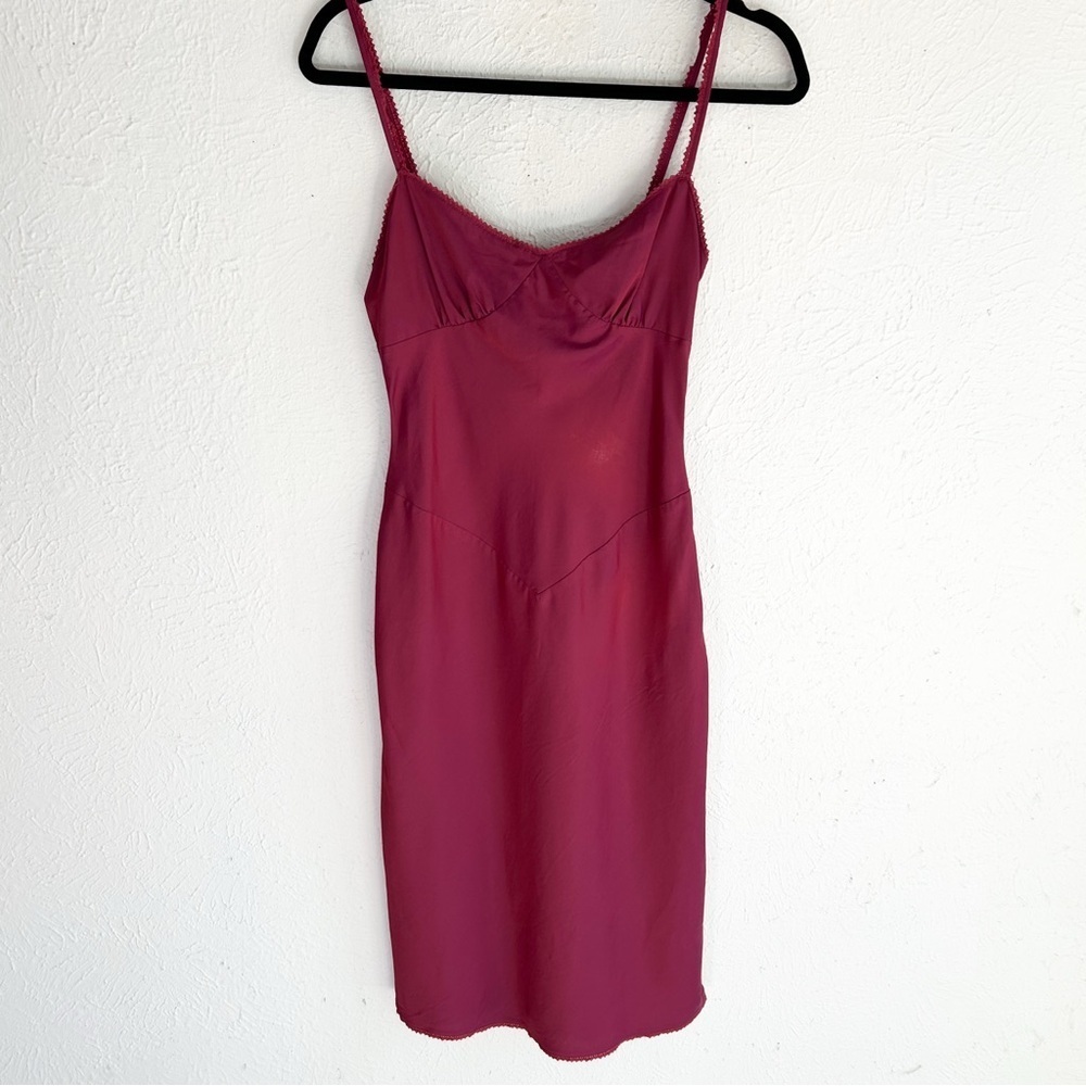 Y2K Armani Exchange Midi Slip Dress Iridescent Burgundy / Raspberry Sz 0